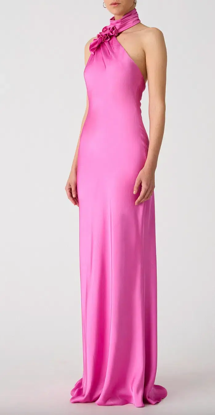 MISHA Teresa Rosette Detail Satin Gown Size 8 - Image 1
