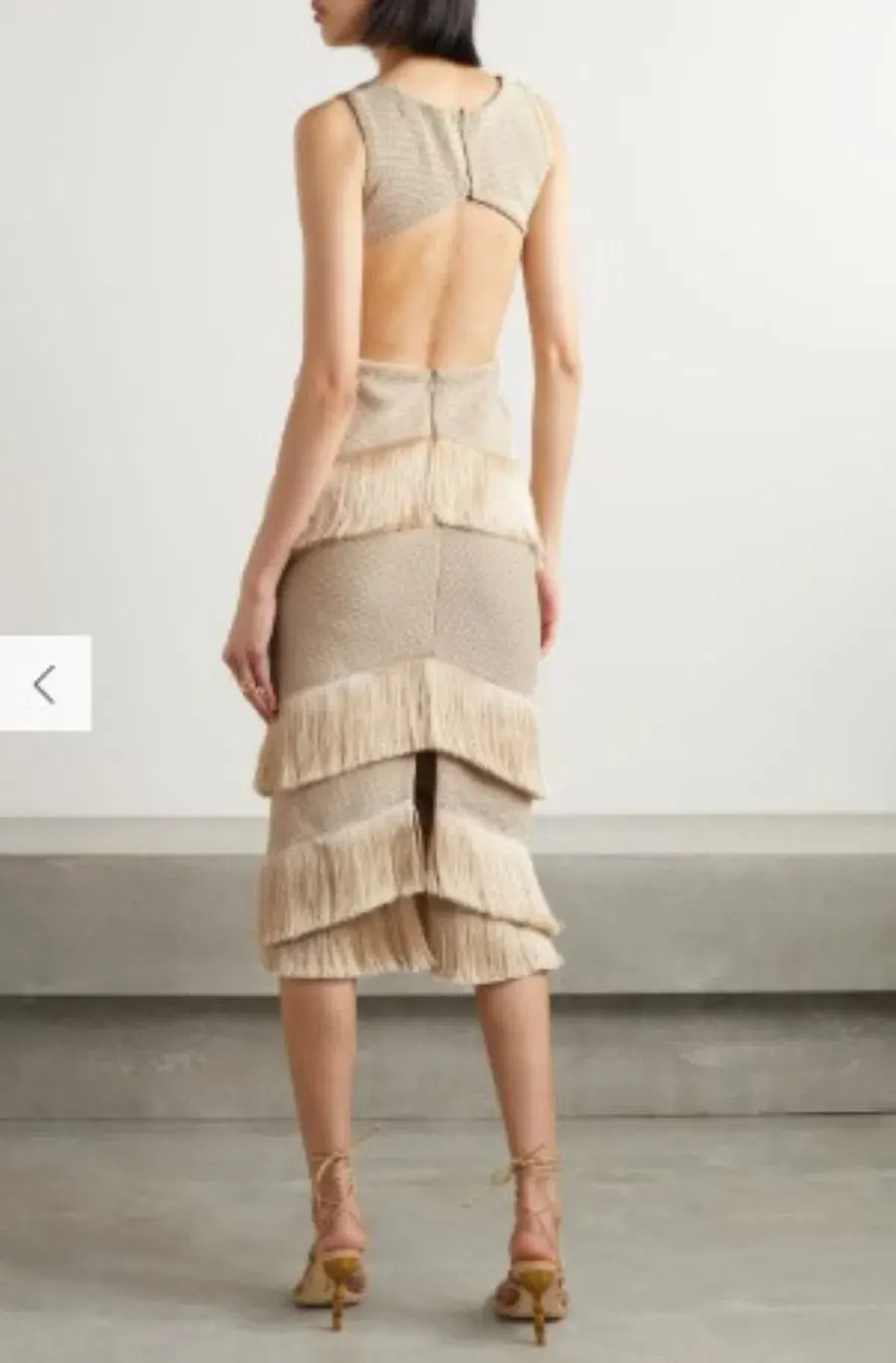 PatBo Fringed Midi Dress Gold Shimmer Tassel Size AU 10  - Image 3