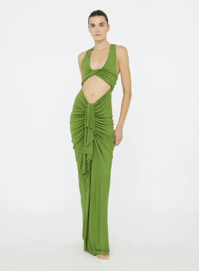 Christopher Esber Vivenda Drape Front Dress Cactus Size 6 - Image 1