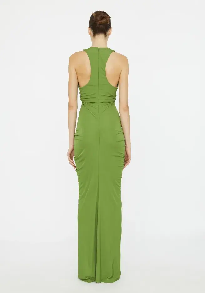 Christopher Esber Vivenda Drape Front Dress Cactus Size 6 - Image 2
