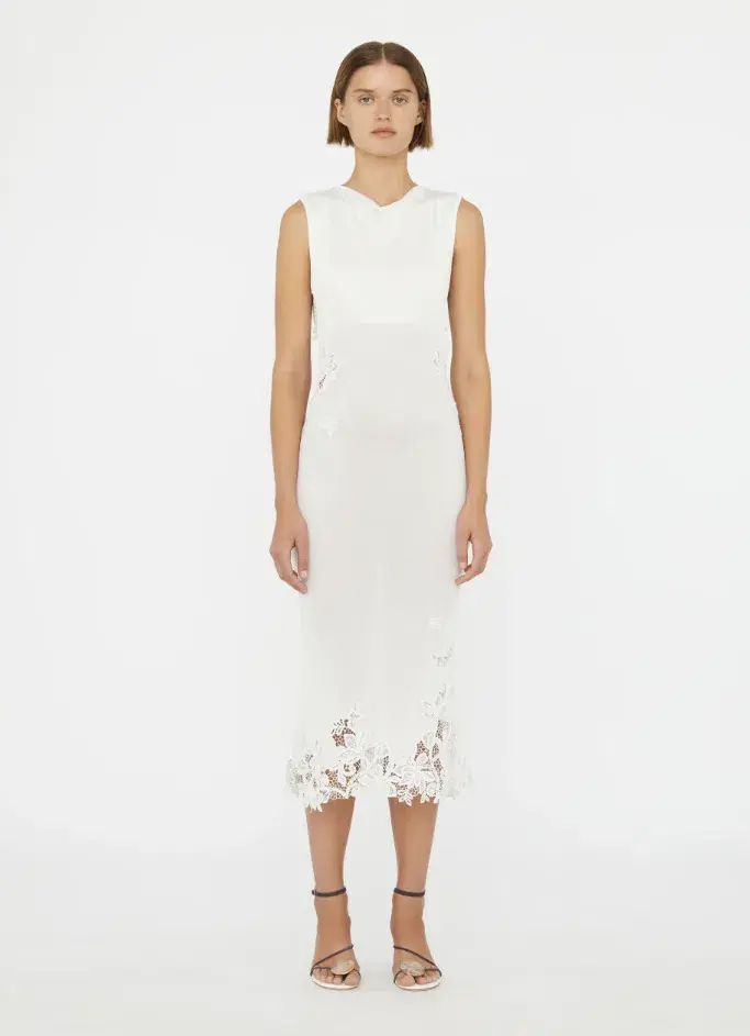 Christopher Esber Hibiscus Embroidered Rib Dress White Size 10 - Image 1