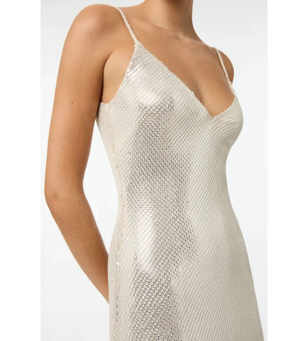Manning Cartell High Voltage Slip Maxi Dress Nude Silver Size 10 - Image 4
