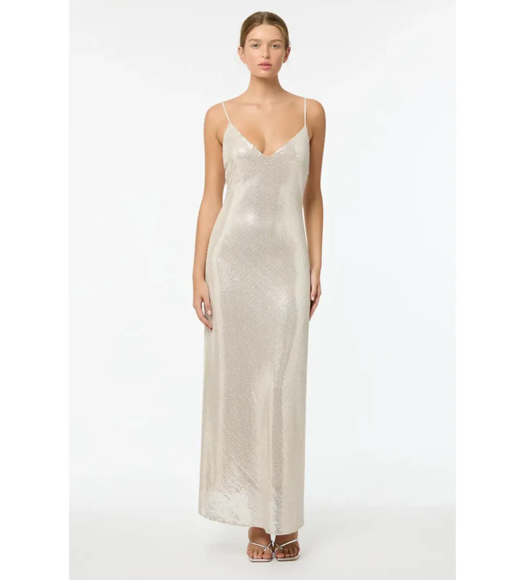 Manning Cartell High Voltage Slip Maxi Dress Nude Silver Size 10 for rent on The Volte - main image
