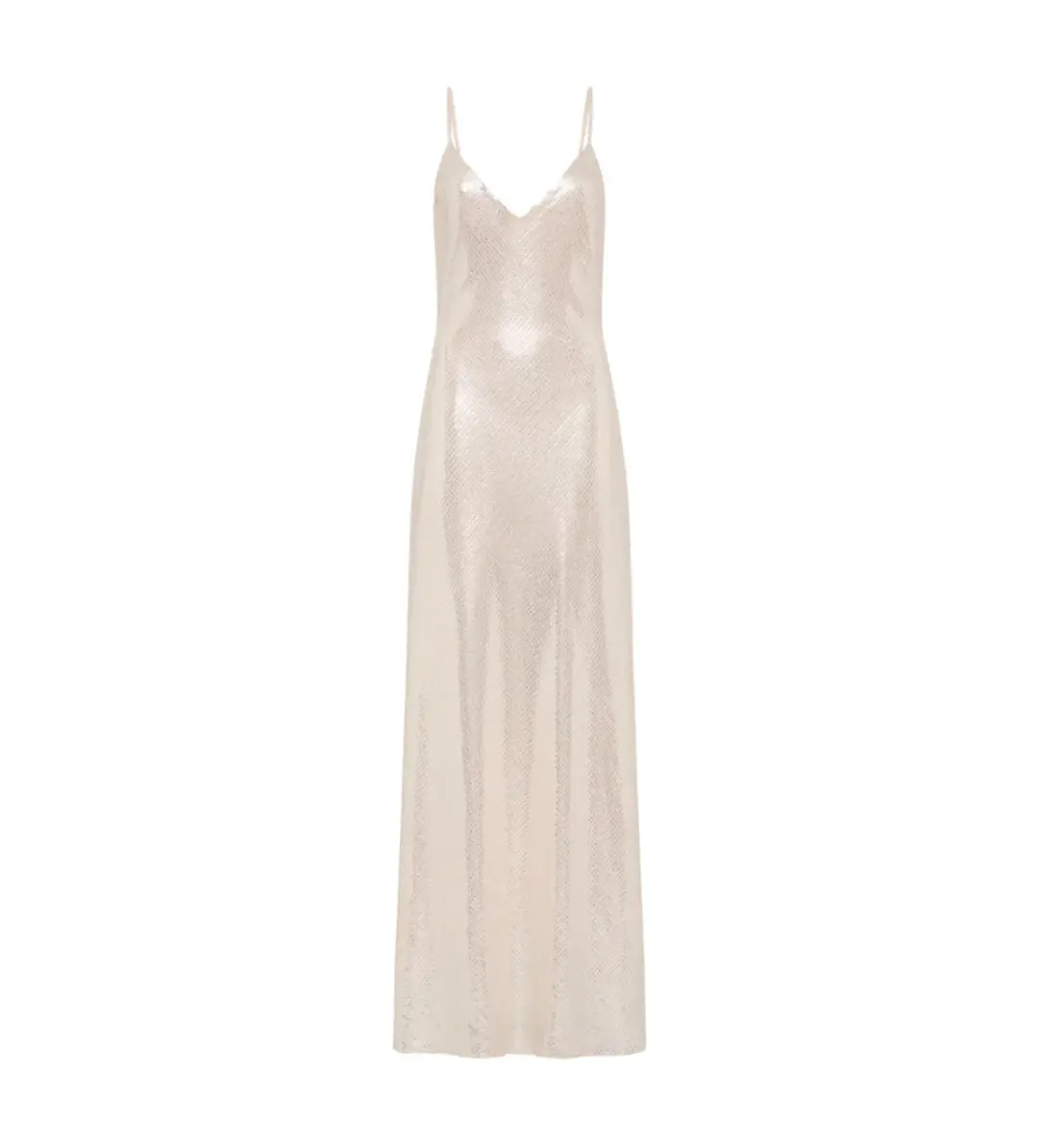 Manning Cartell High Voltage Slip Maxi Dress Nude Silver Size 10 for rent on The Volte - main image