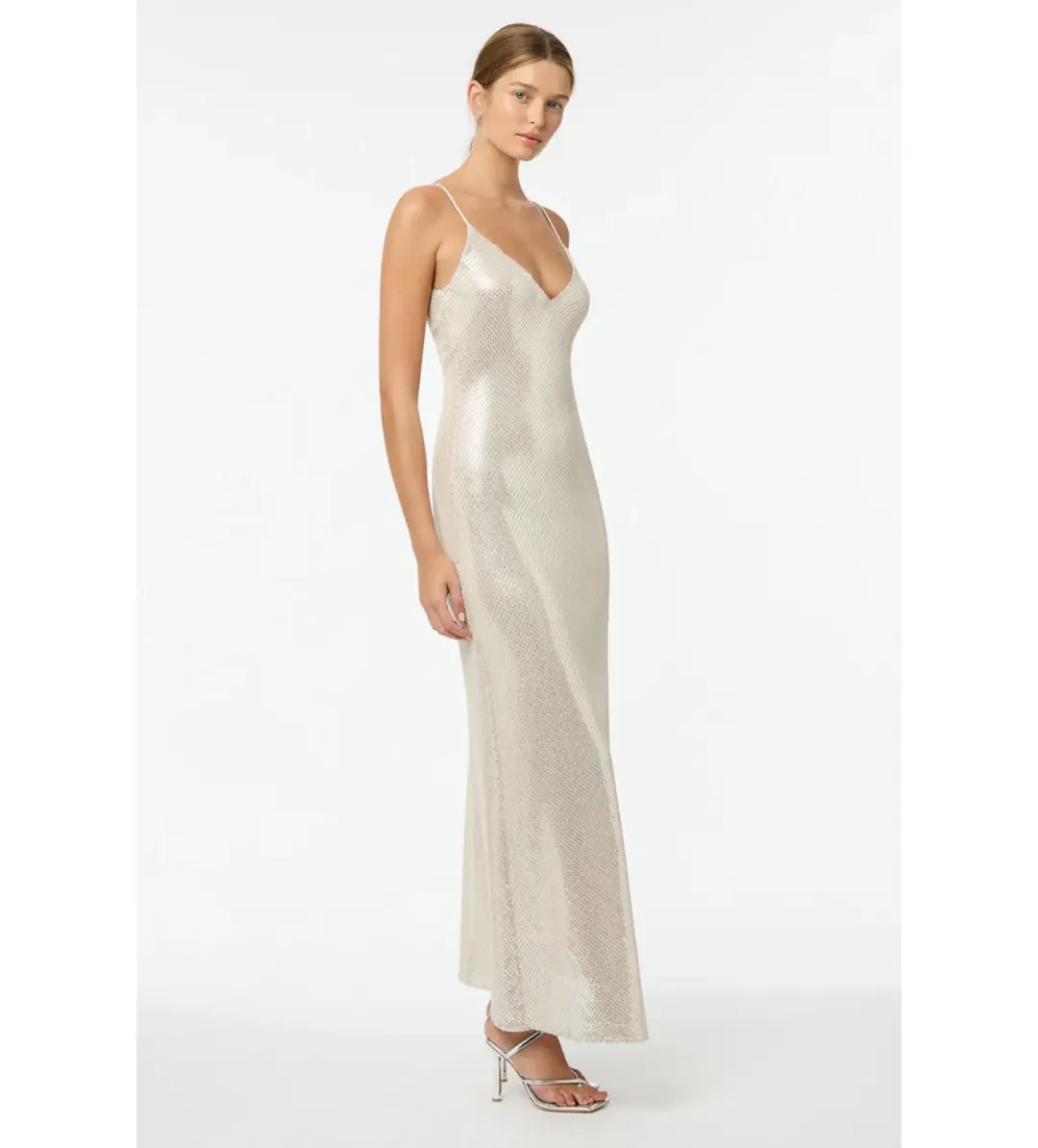 Manning Cartell High Voltage Slip Maxi Dress Nude Silver Size 10 for rent on The Volte - main image