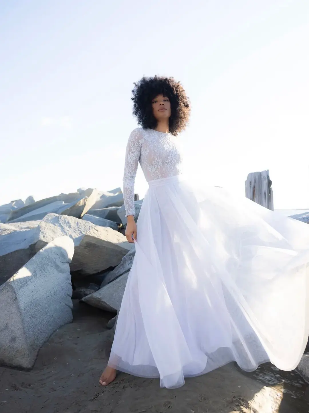 Zimmermann Long Sleeve Lace body suit & Skirt light blue for rent on The Volte - main image