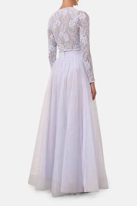 Zimmermann Long Sleeve Lace body suit & Skirt light blue for rent on The Volte - main image