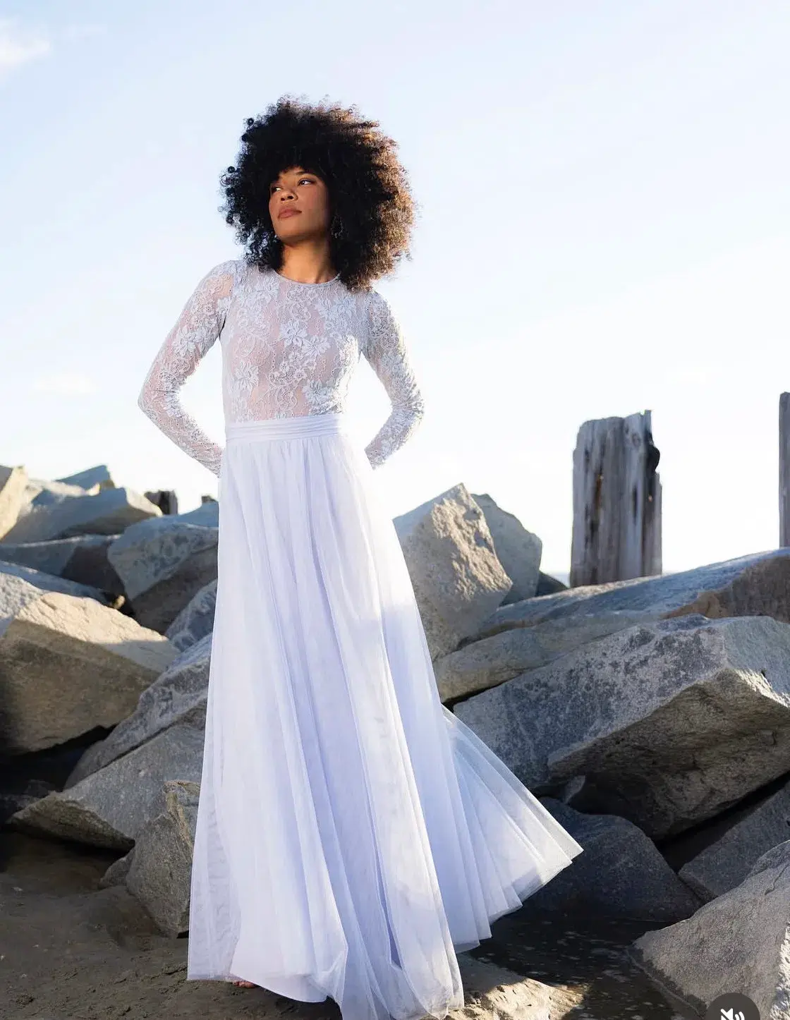 Zimmermann Long Sleeve Lace body suit & Skirt light blue - Image 1