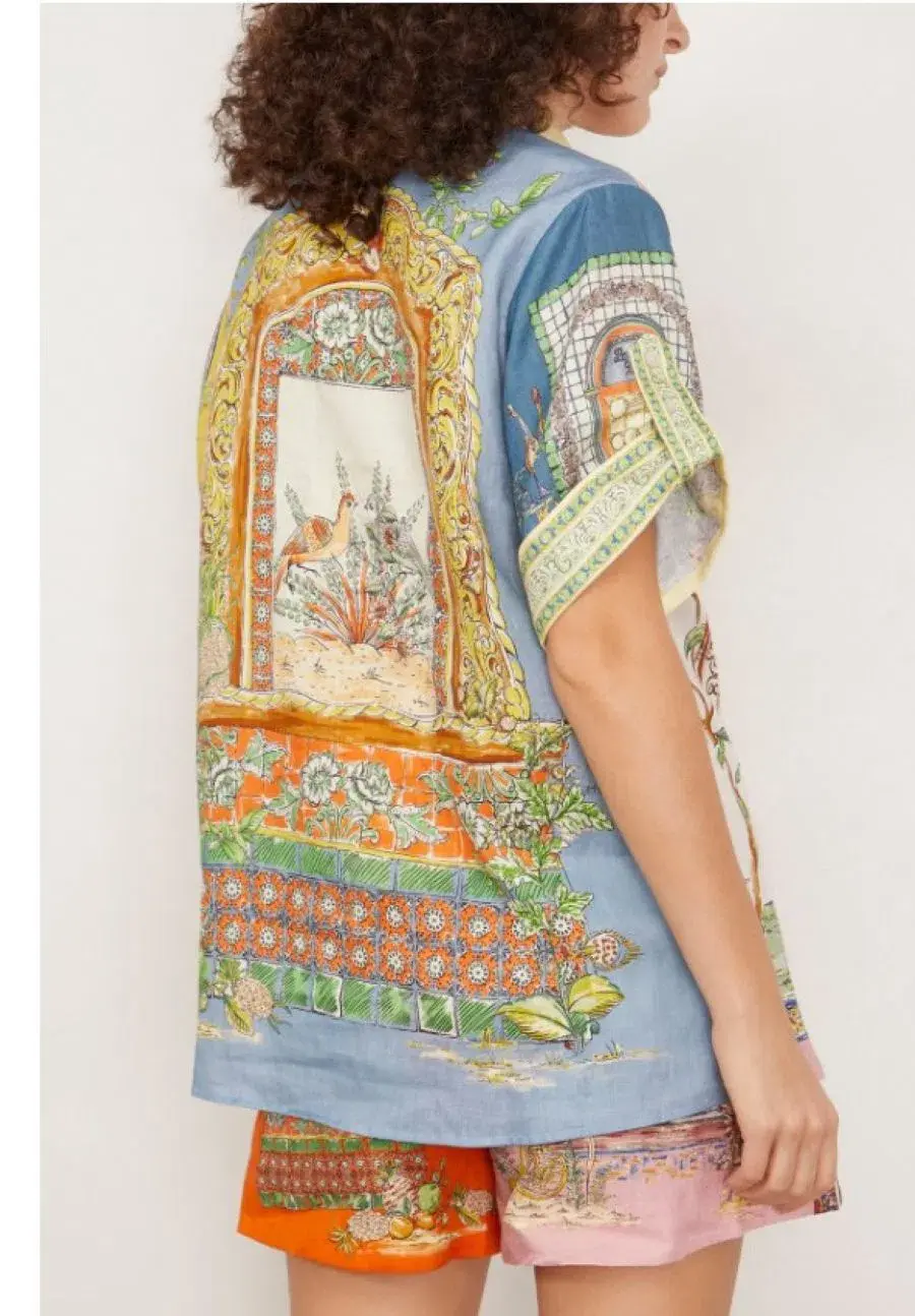 Alemais Monte Linen Shorts Shirt Set Size 8 - Image 2