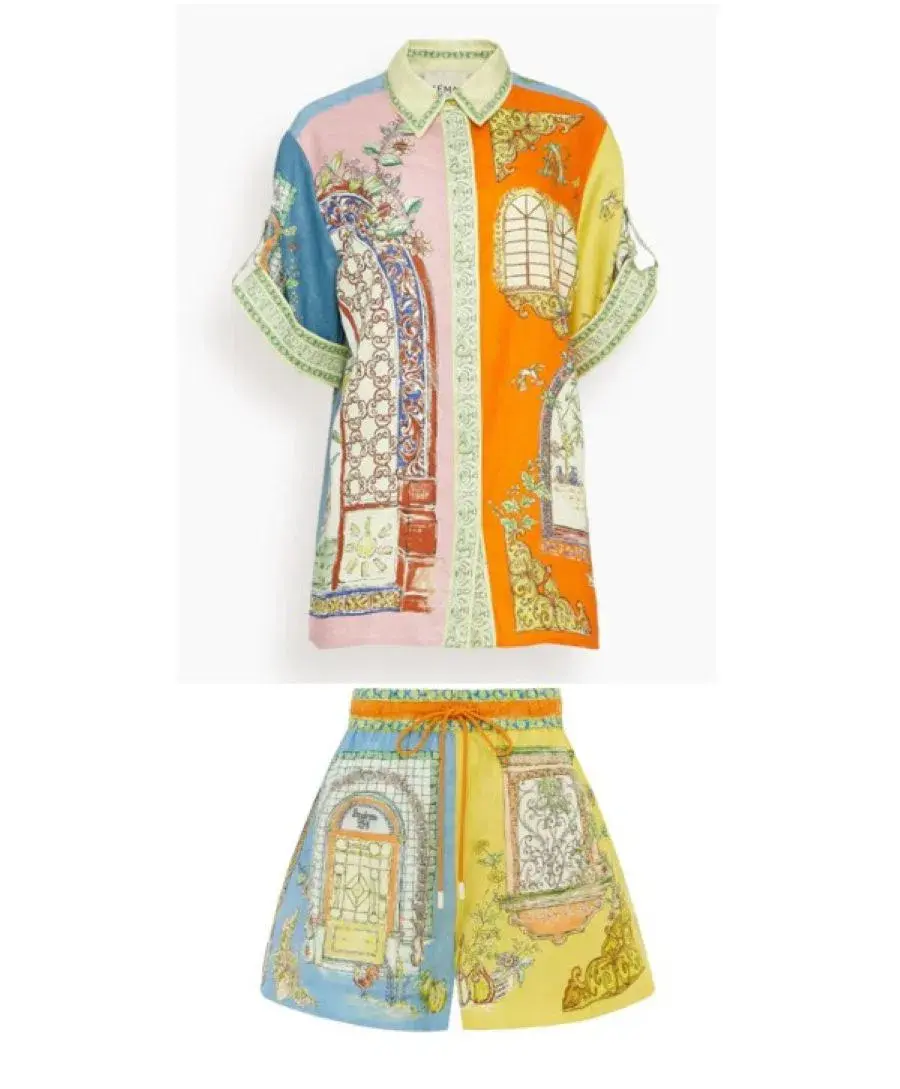 Alemais Monte Linen Shorts Shirt Set Size 8 - Image 3