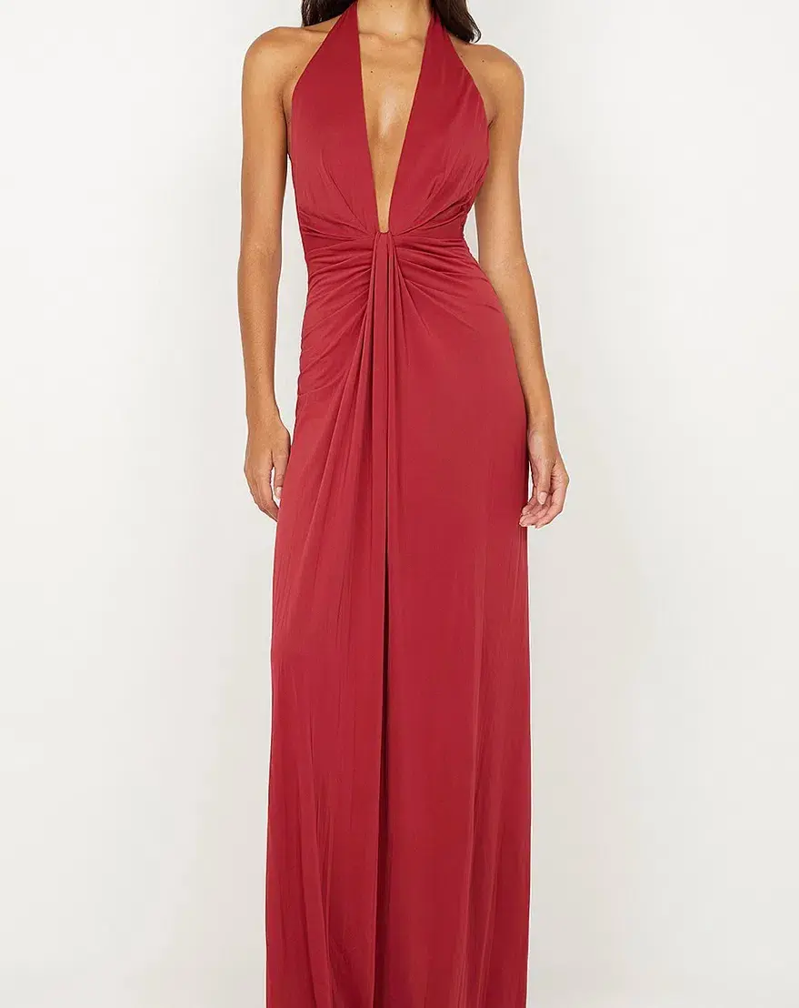 Bec & Bridge Susie Plunge Maxi Dress in Cherry Red Size 8 - Image 1