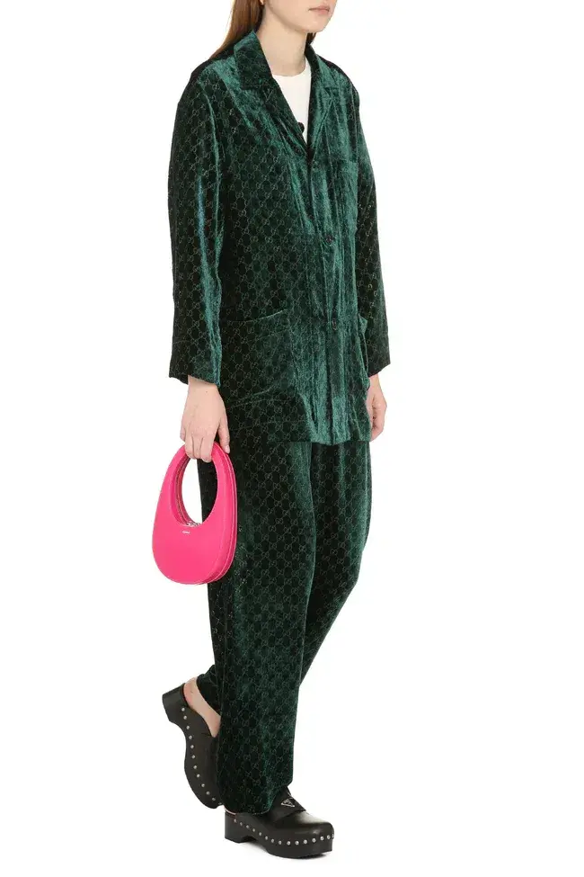 Gucci Velvet GG Monogram Set Shirt and Pants Size 6/XXS - Image 2