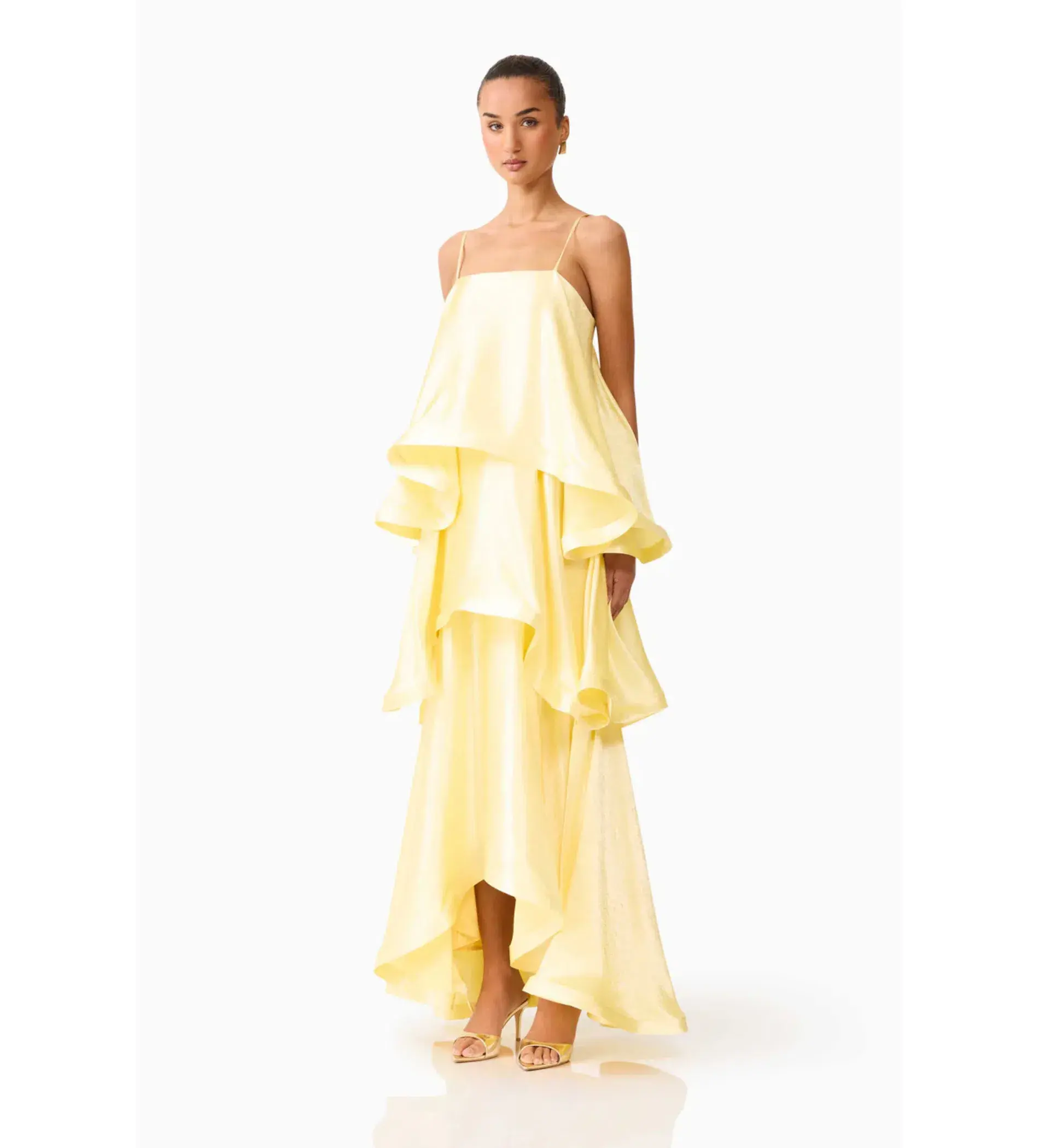 Elliat Tilly Tiered Maxi Dress in Butter Yellow Size M/AU 10 - Image 2