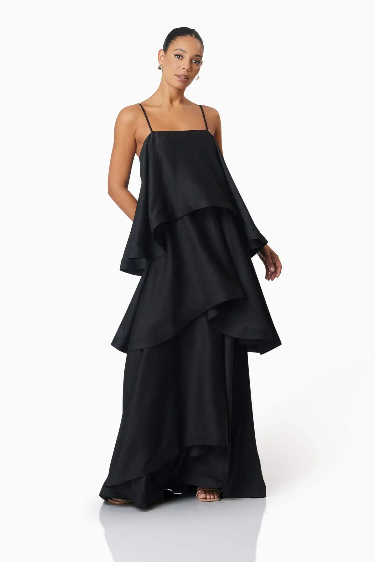 Elliat Tilly 5 Tiered Maxi Dress in Black Size XS / AU 6 - Image 2