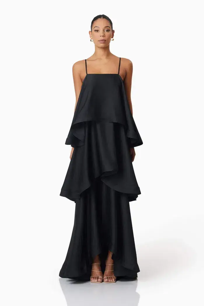 Elliat Tilly 5 Tiered Maxi Dress in Black Size XS / AU 6 - Image 1
