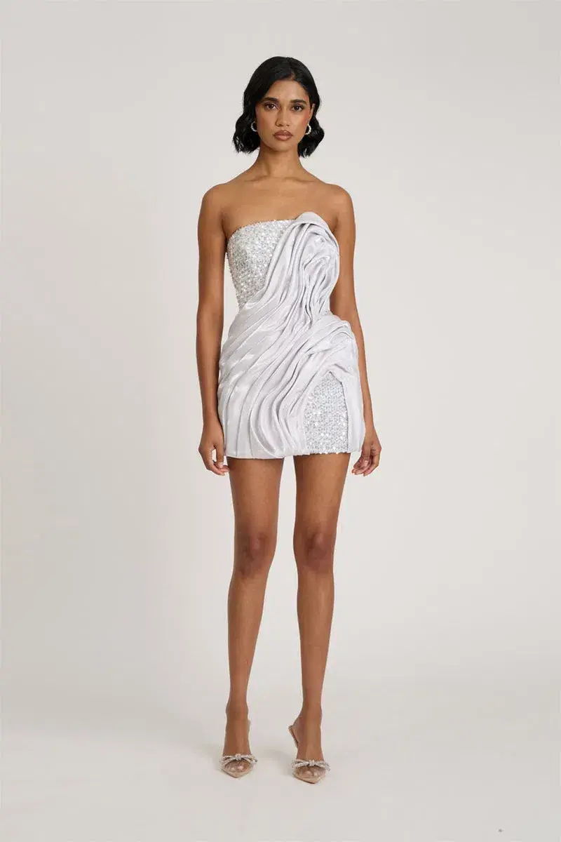 Eliya The Label Naya Mini Dress Silver Size M/AU 10 - Image 1