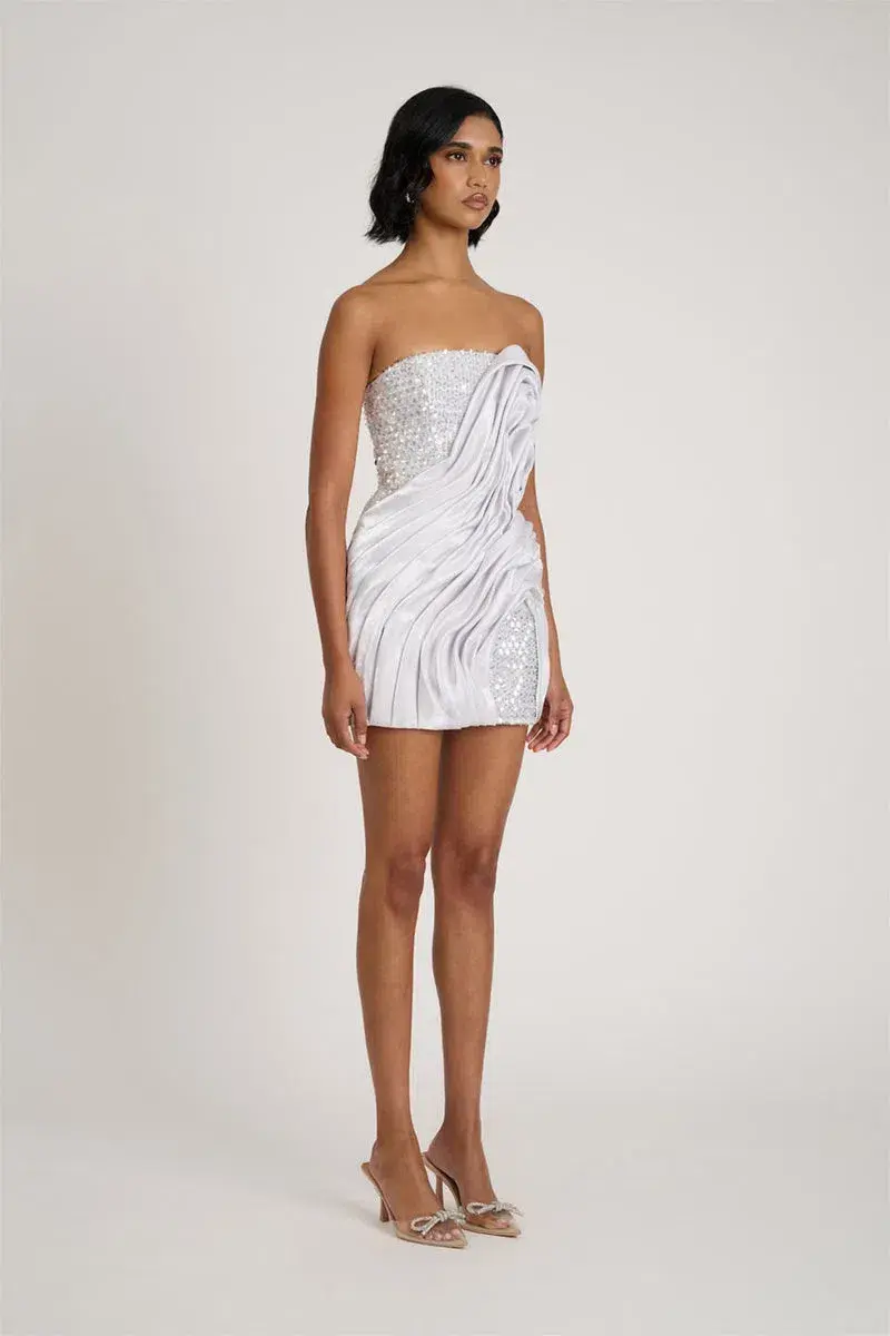Eliya The Label Naya Mini Dress Silver Size M/AU 10 - Image 4