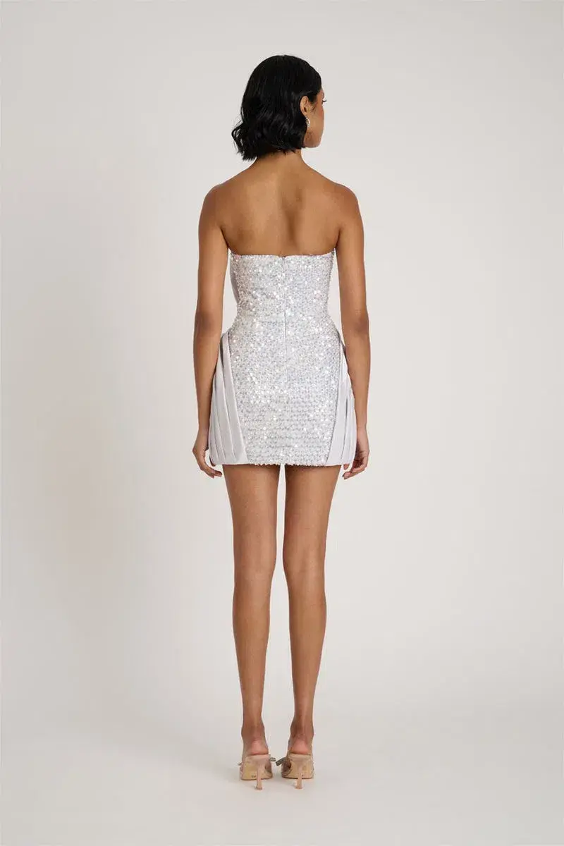 Eliya The Label Naya Mini Dress Silver Size M/AU 10 - Image 6