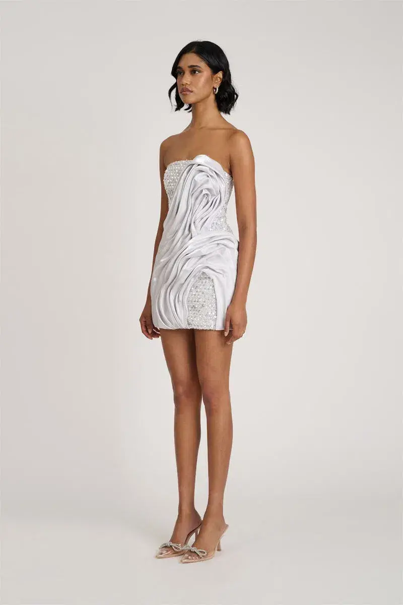 Eliya The Label Naya Mini Dress Silver Size M/AU 10 - Image 3