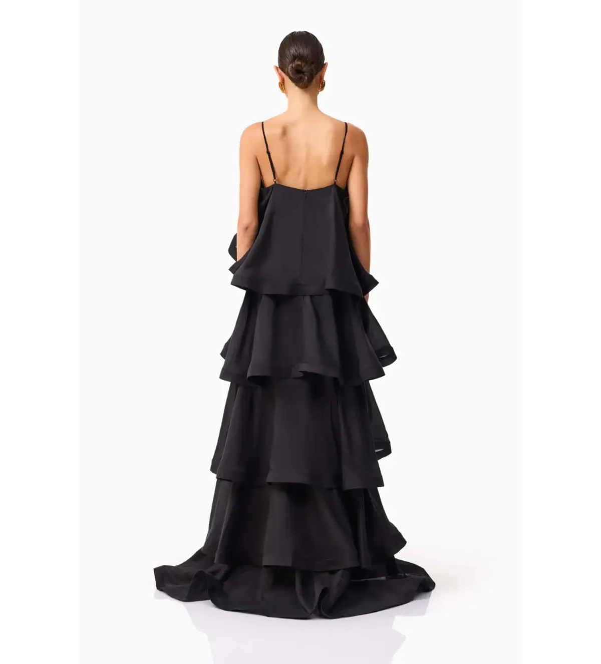 Elliat Tilly 5 Tiered Maxi Dress in Black Size M/AU 10 - Image 3