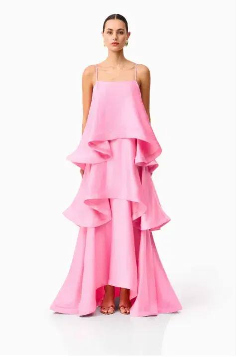 Elliatt Tilly Tiered Maxi Dress in Pink Size 8 - Image 1
