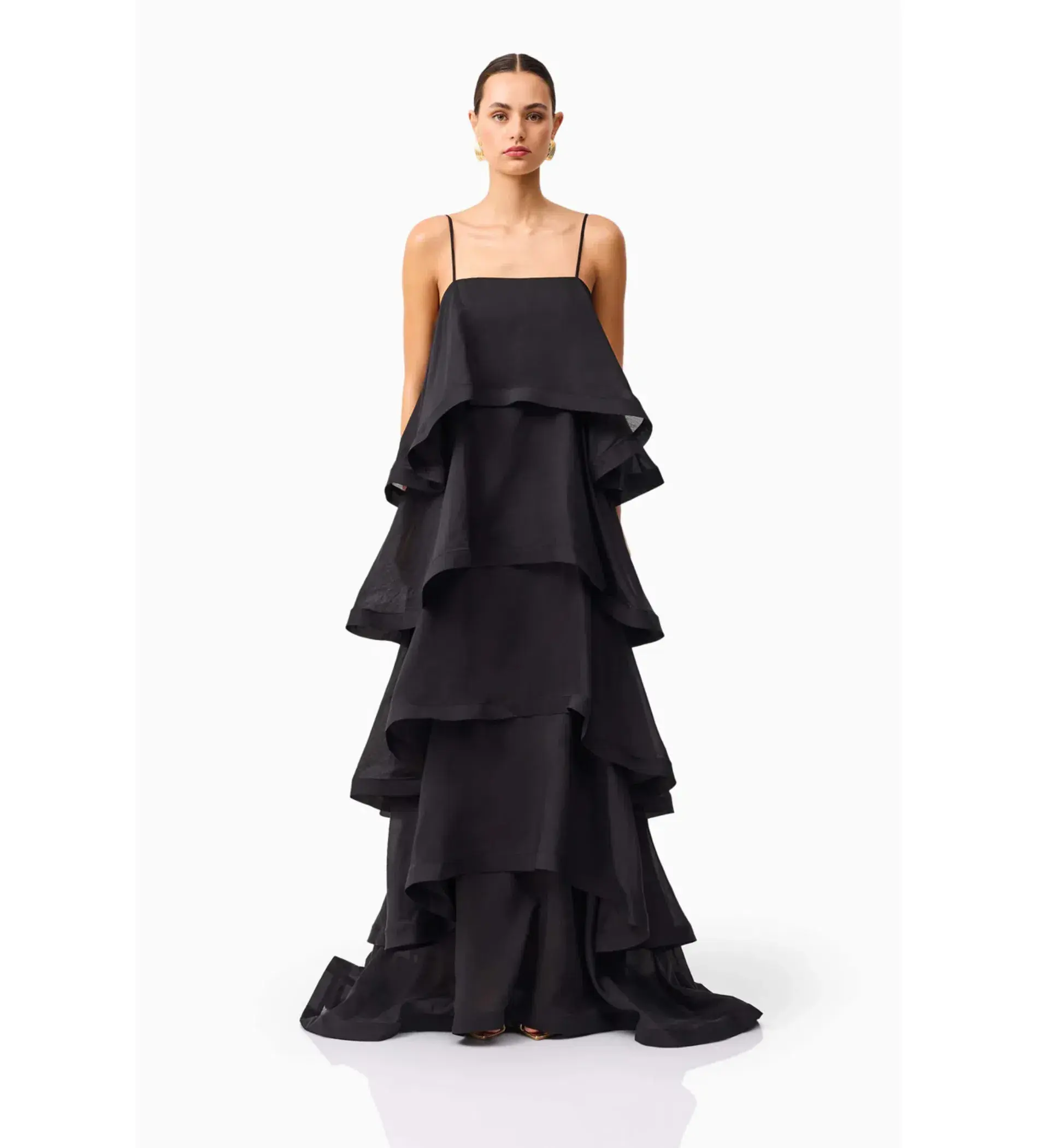 Elliat Tilly 5 Tiered Maxi Dress in Black Size L/AU 12 - Image 1