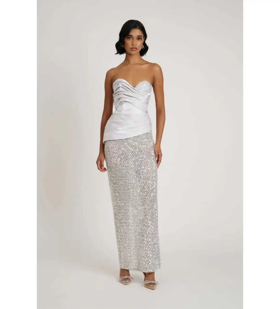 Eliya The Label Gia Maxi Gown Silver Size XS / AU 6 for rent on The Volte - main image