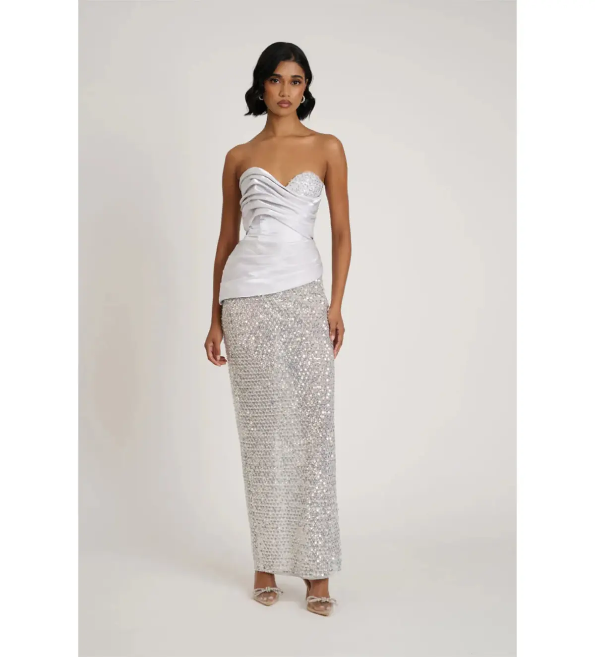 Eliya The Label Gia Gown in Silver Size S/AU 8 - Image 1