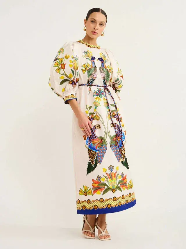Alemais Effie Puff Sleeved Dress Print Size 12 - Image 1