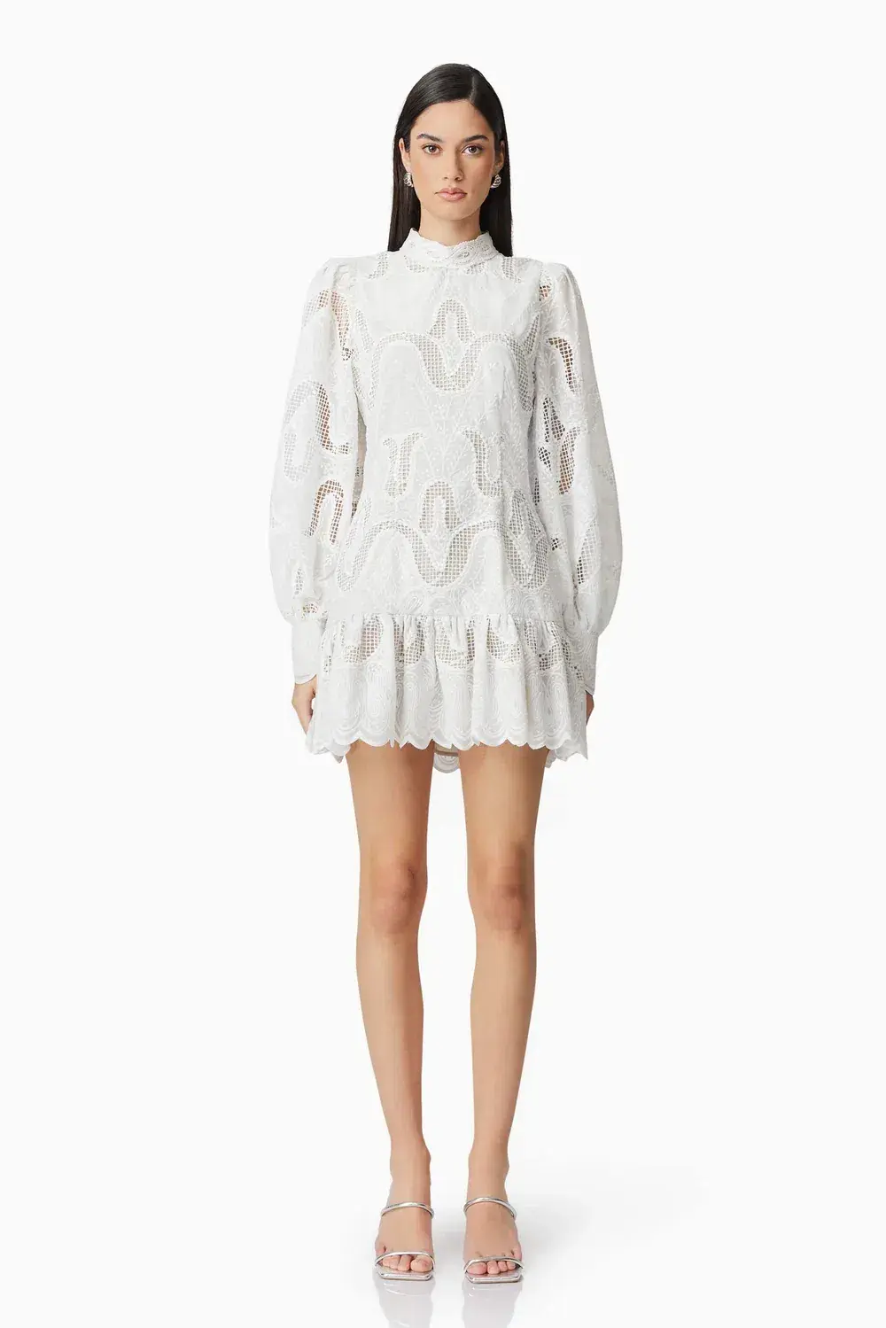 Elliatt Eliza Long Sleeve Mini Dress White Size 14 for rent on The Volte - main image