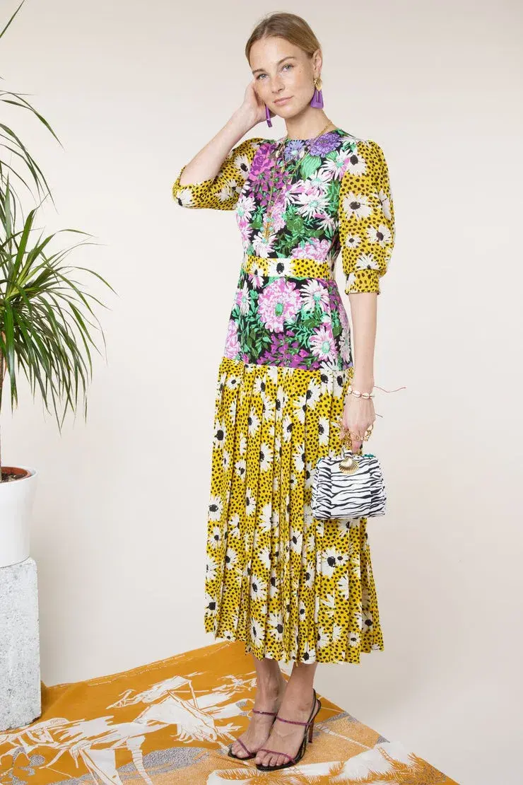 Rixo London Leopard Daisy Retro Dress Print Size 6 for rent on The Volte - main image