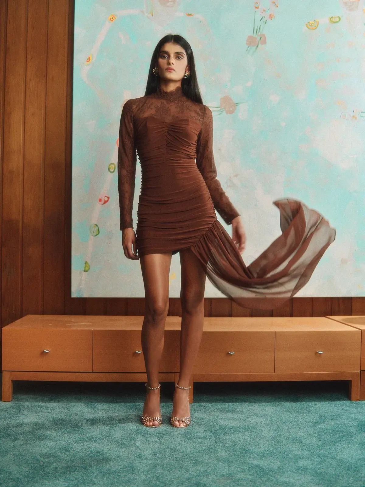 Sonya Moda Mariposa Dress Mini in Brown Size 10 - Image 6