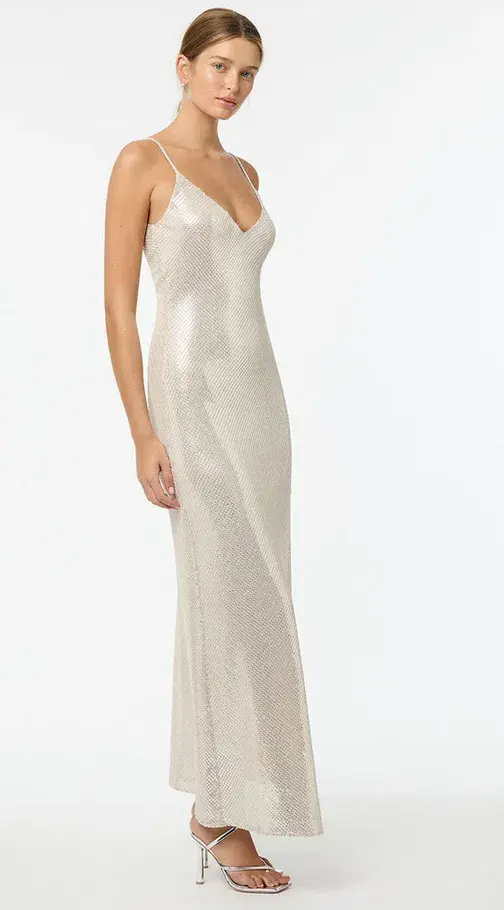 Manning Cartell High Voltage Slip Dress Nude Silver Size 4 - Image 2
