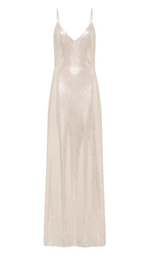 Manning Cartell High Voltage Slip Dress Nude Silver Size 4 - Image 4