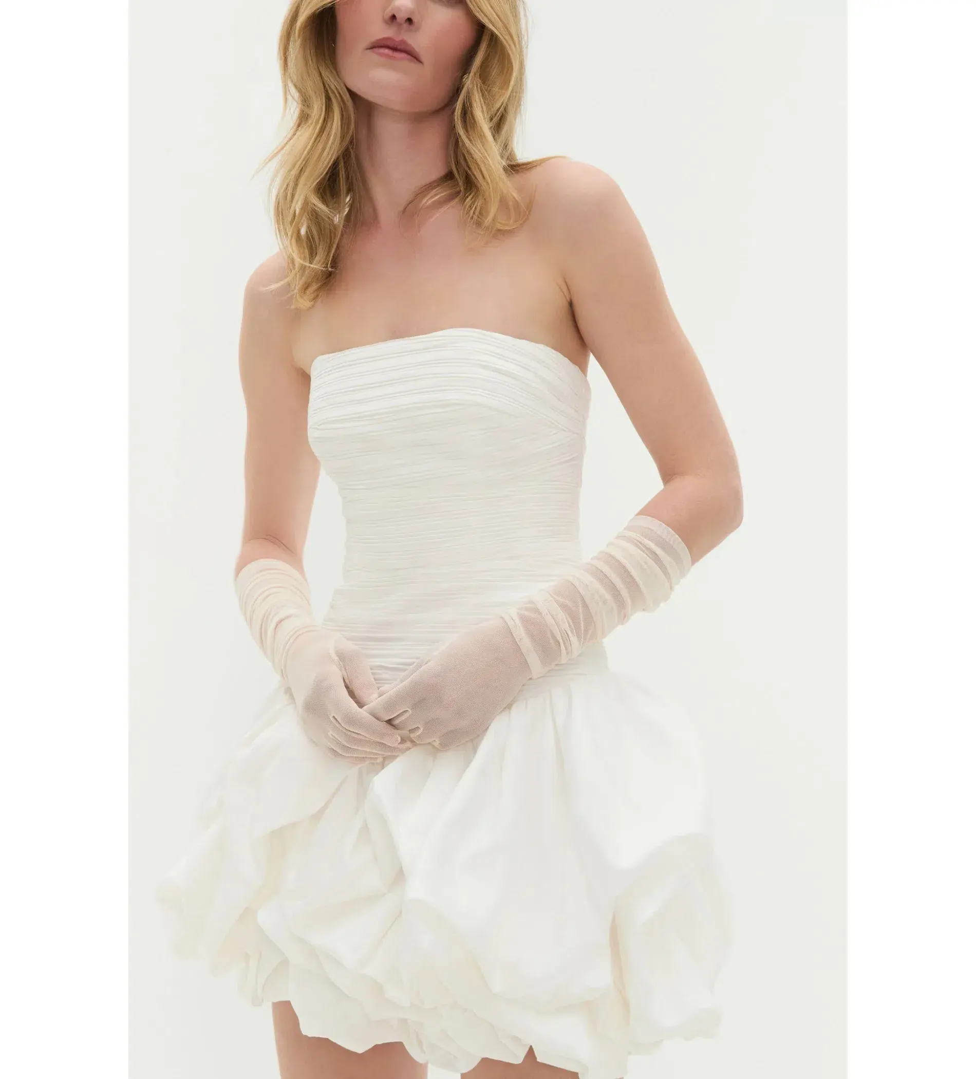 Aje Violette Bubble Hem Mini Dress Ivory Size 10 - Image 4