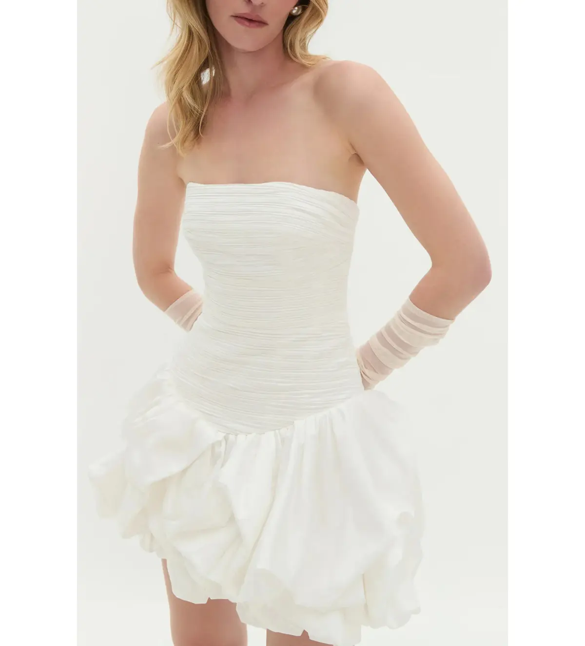 Aje Violette Bubble Hem Mini Dress Ivory Size 10 - Image 3