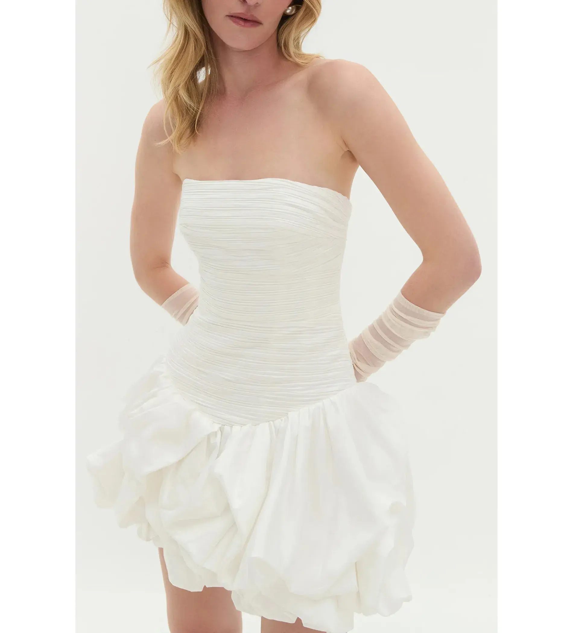 Aje Violette Bubble Hem Mini Dress Ivory Size 10 - Image 3
