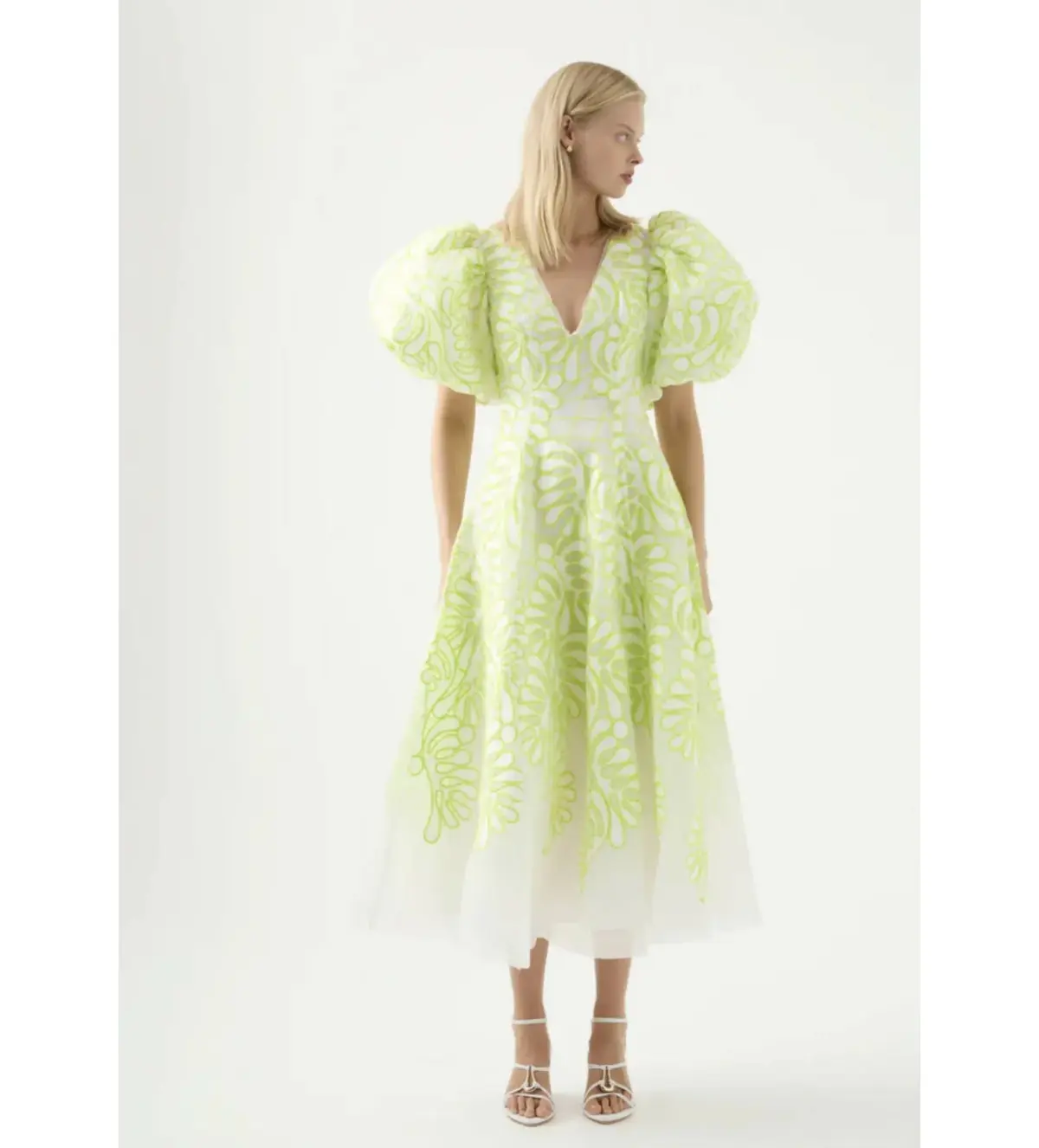 Aje Botanical Applique Midi Dress Print Size 8 - Image 1