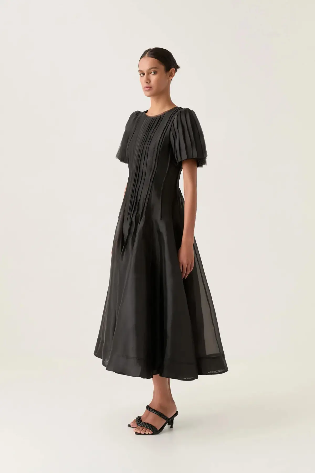 Aje Nova Pleated Midi Dress Black Size AU 14  - Image 3