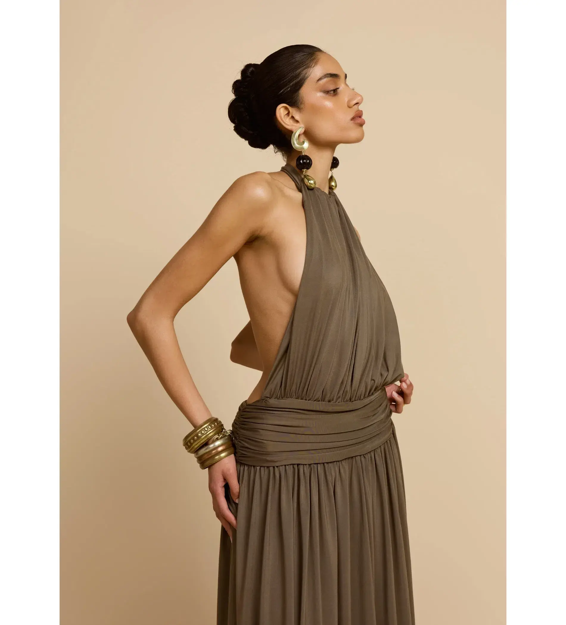 Arcina Ori Santina Maxi Dress Khaki Size M AU 10 - Image 4