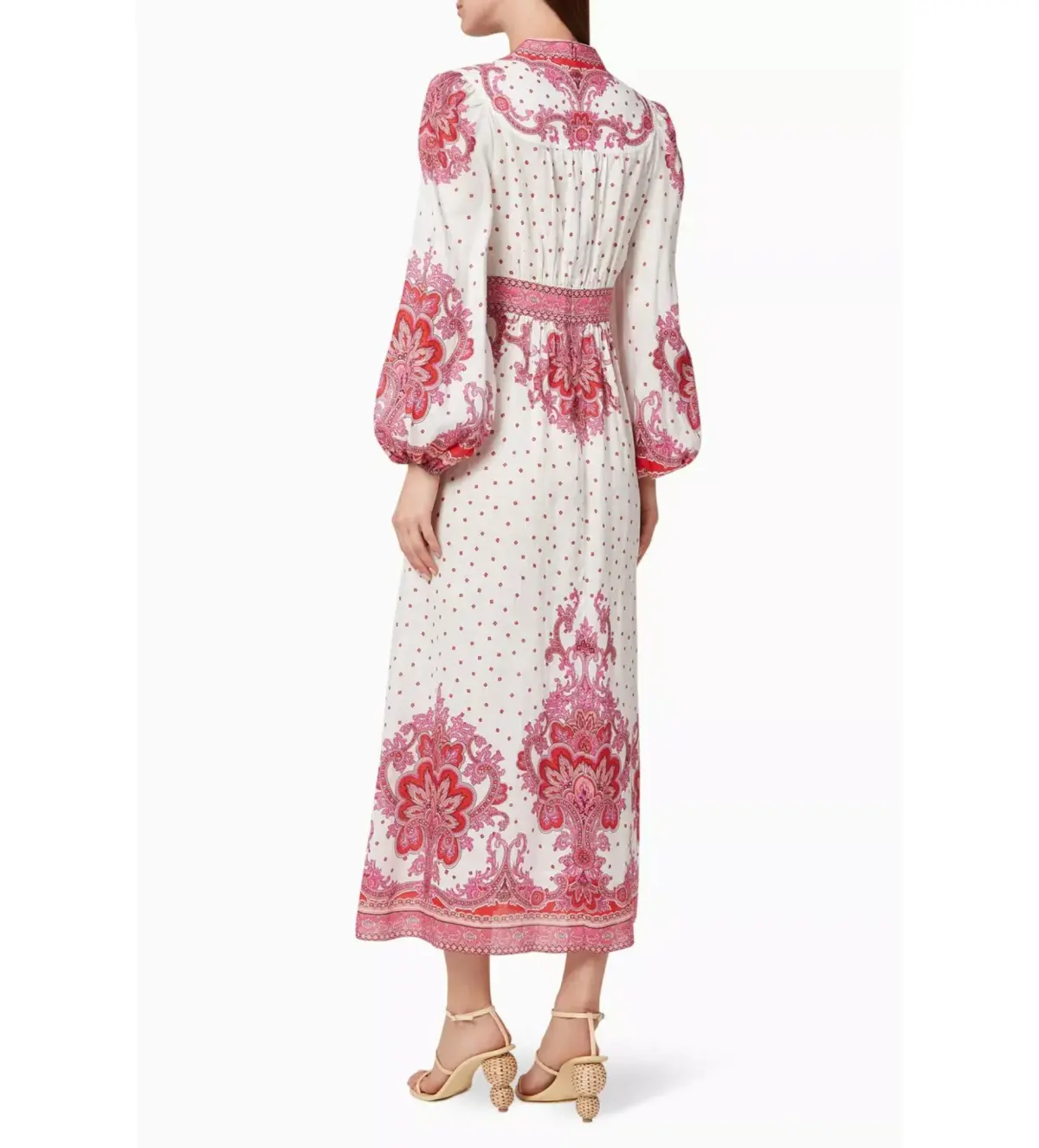 Zimmermann Bells Paisley Long Midi Dress Red Paisley Size 0 AU 8 - Image 7
