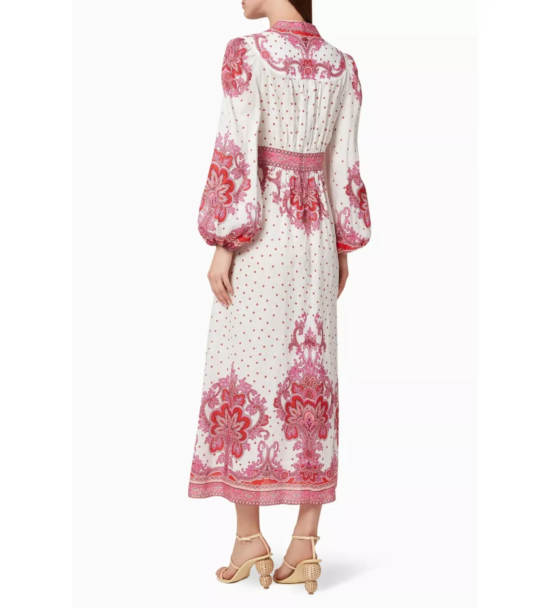 Zimmermann Bells Paisley Long Midi Dress Red Paisley Size 0 AU 8 - Image 7
