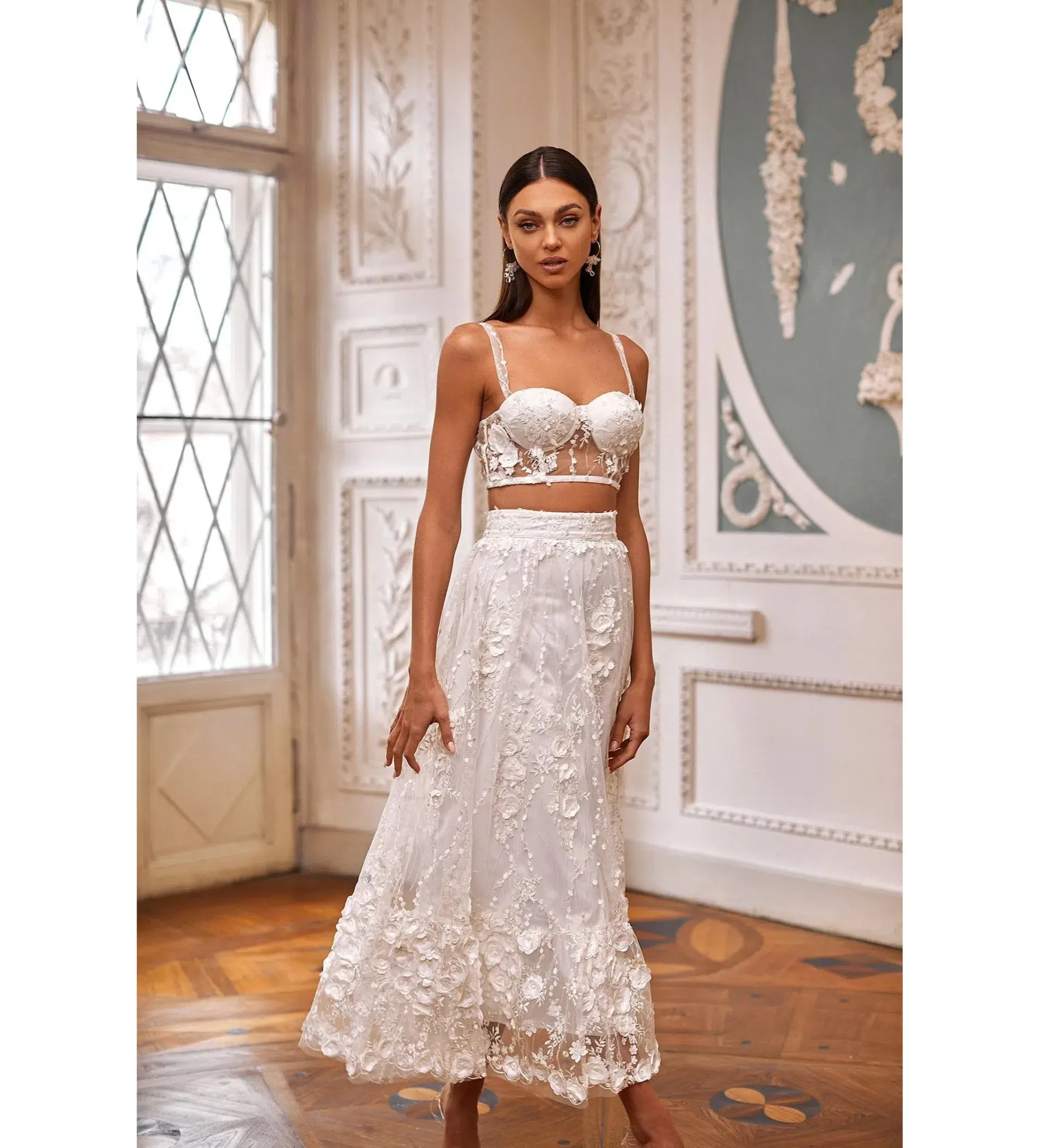 Alamour Aella Top and Midi Skirt Set White Size L AU 12 - Image 3