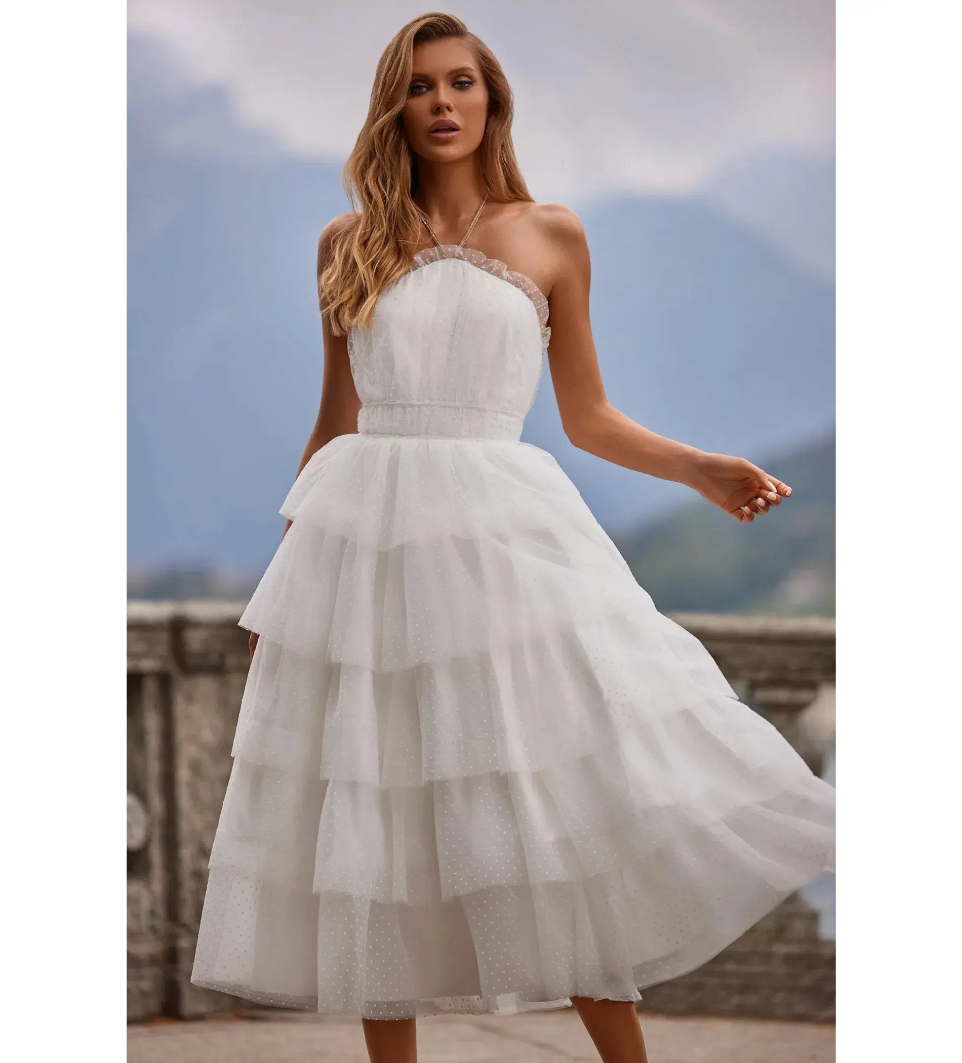 Alamour Barbara Midi Dress White Size L AU 12 - Image 3