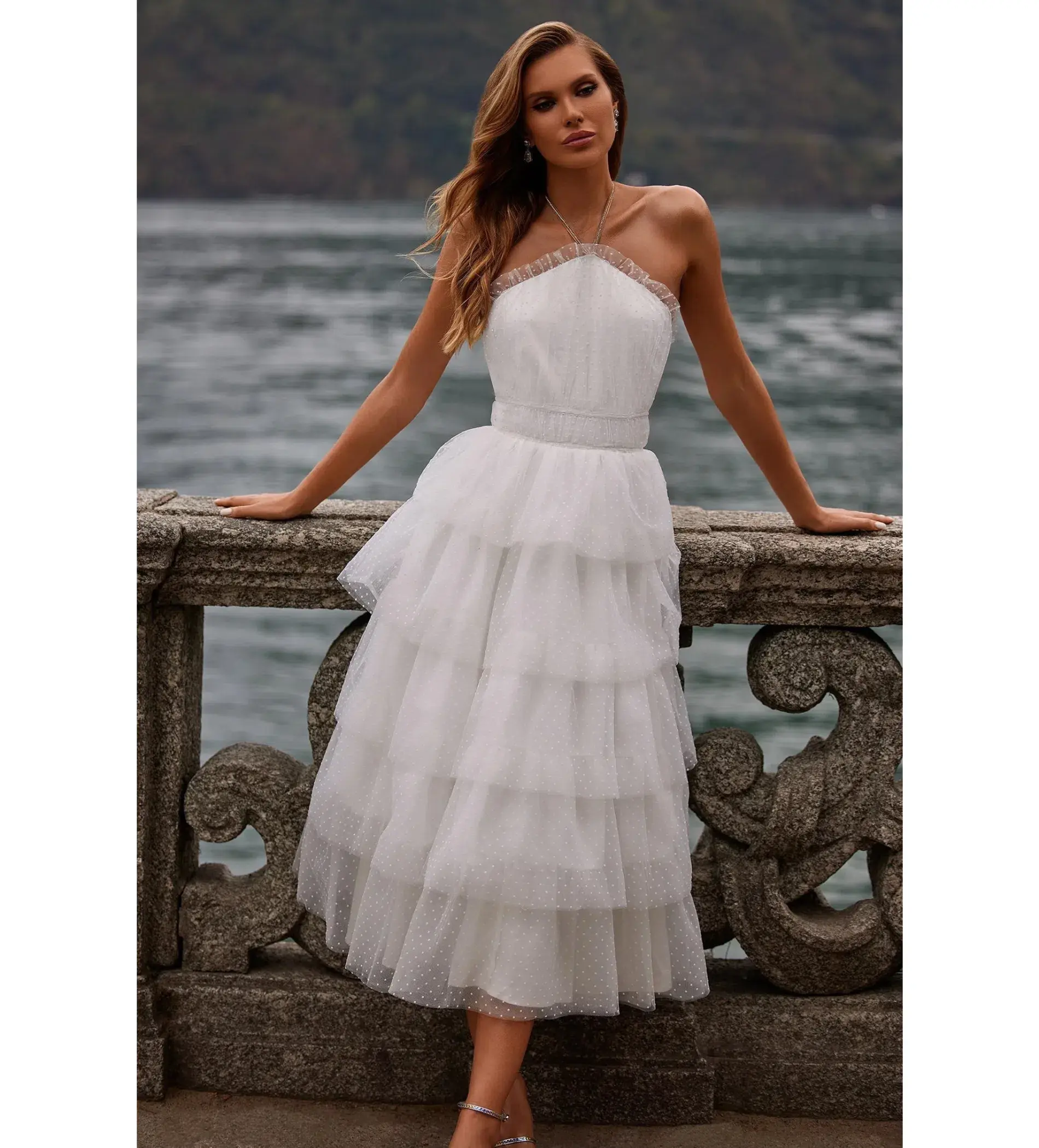 Alamour Barbara Midi Dress White Size L AU 12 - Image 2
