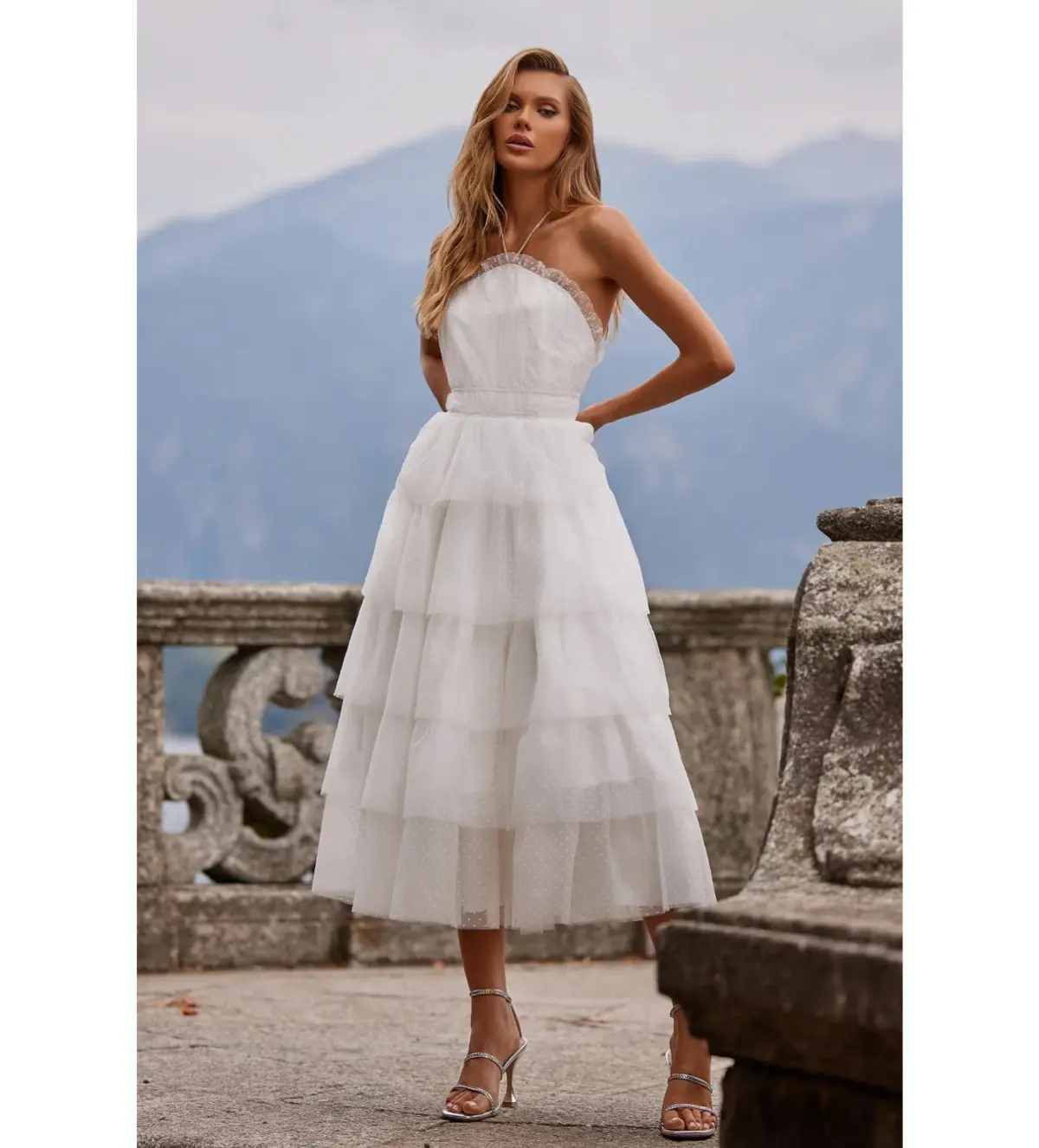 Alamour Barbara Midi Dress White Size L AU 12 - Image 4