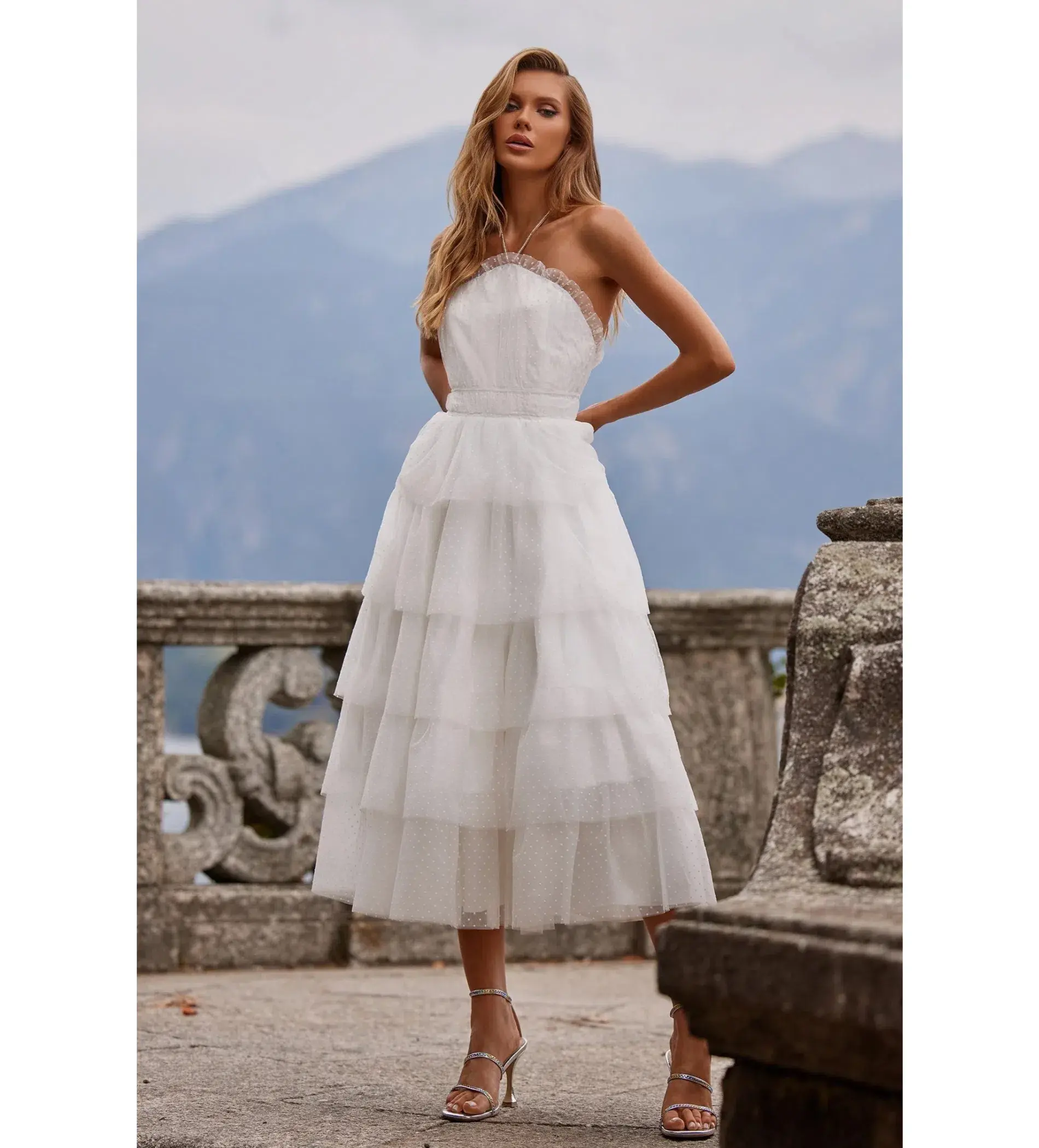 Alamour Barbara Midi Dress White Size L AU 12 - Image 4