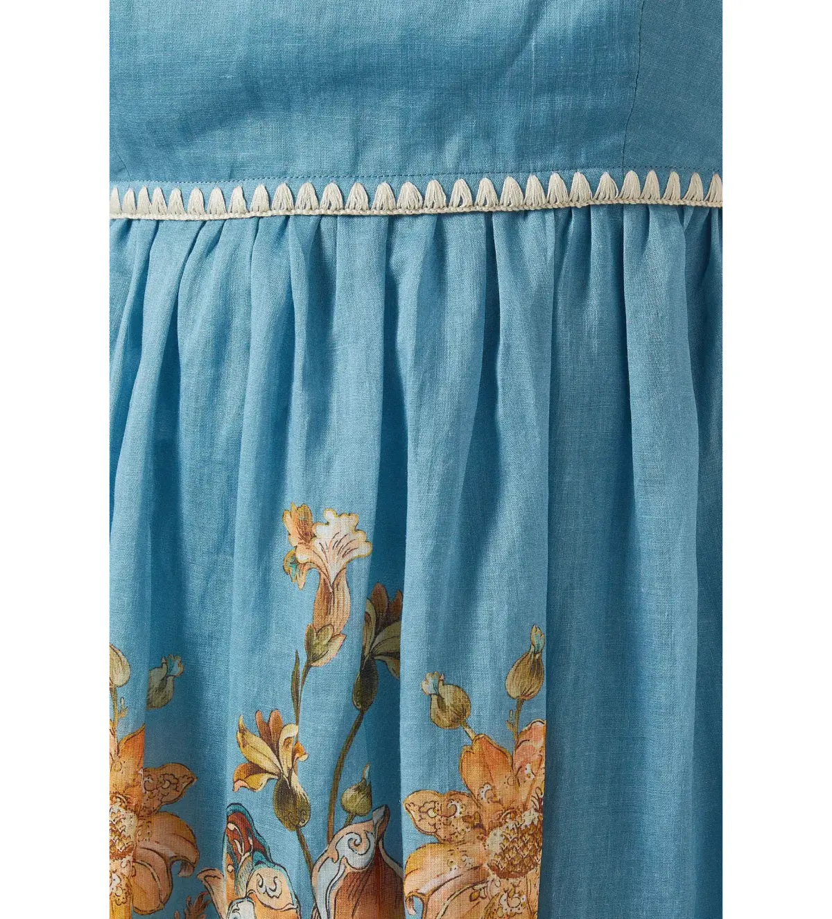 Zimmermann Chintz Tiered Ramie Midi Dress Blue Daisy Size 2 AU 12 - Image 4