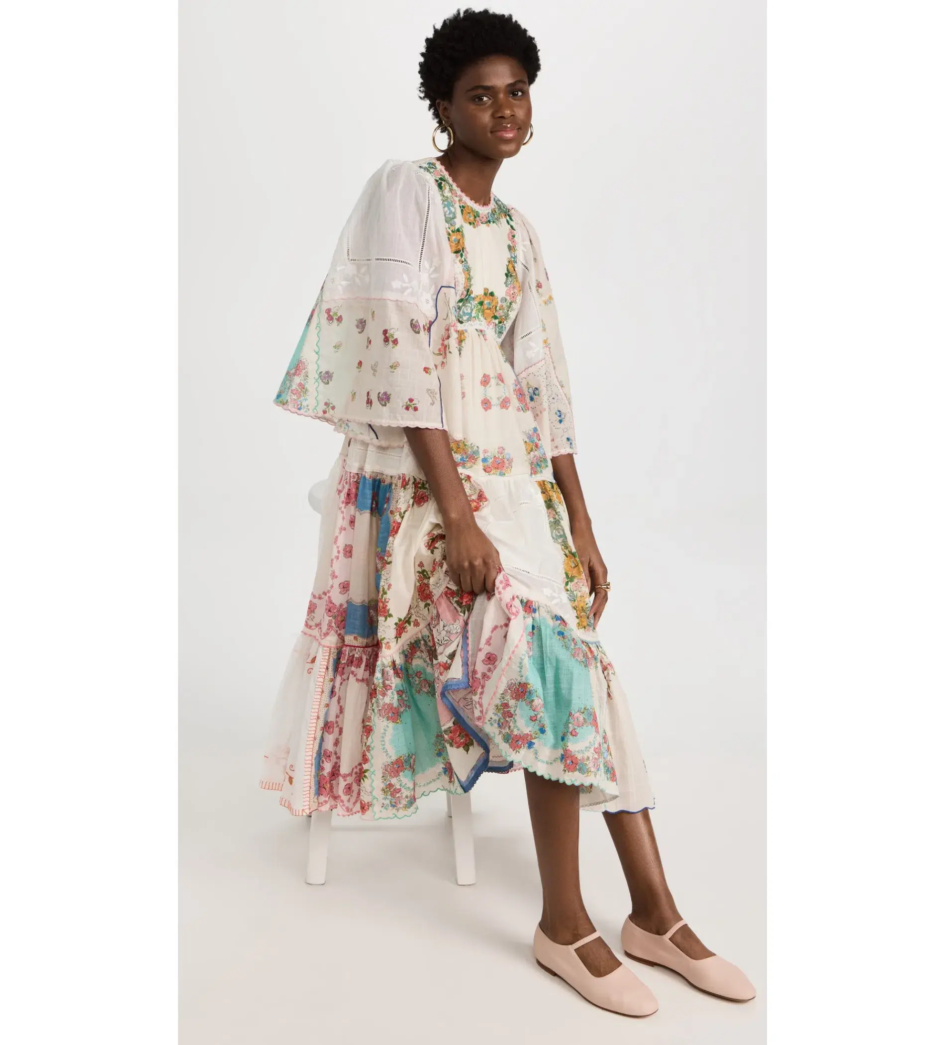 Zimmermann Clover Patched Midi Dress Multi Floral Size 1 AU 10 - Image 3