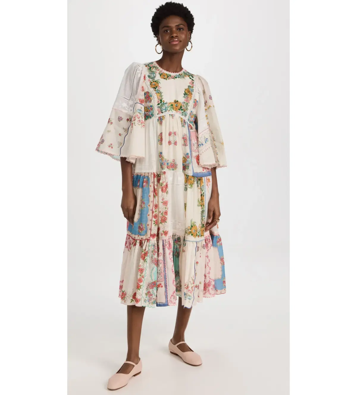 Zimmermann Clover Patched Midi Dress Multi Floral Size 1 AU 10 - Image 1